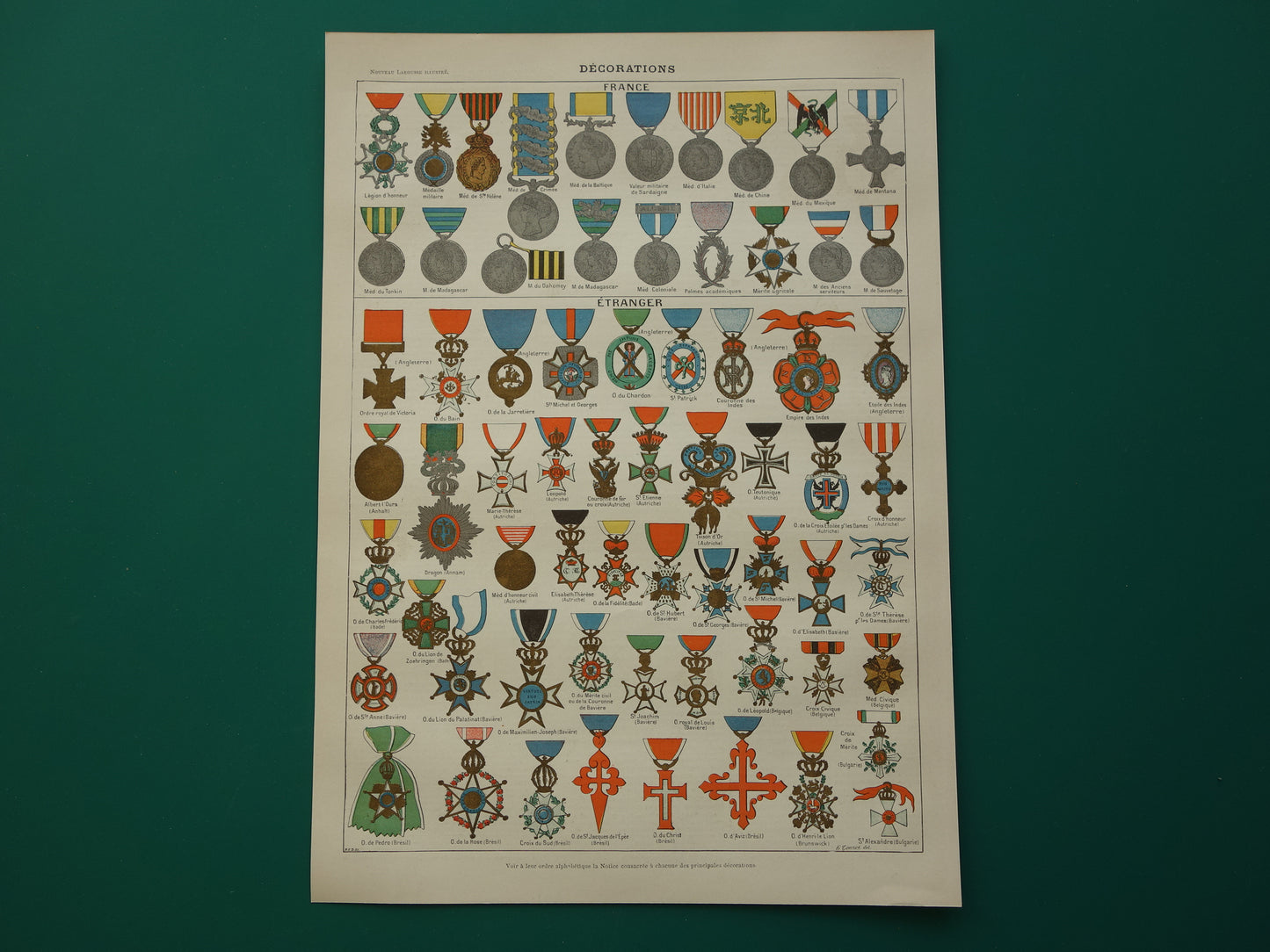 HERALDIEK set van 4 oude prenten over Wapens Medailles Emblemen Originele antieke Franse prent prints Wapenschild Koninklijke Onderscheidingen Heraldisch Wapen