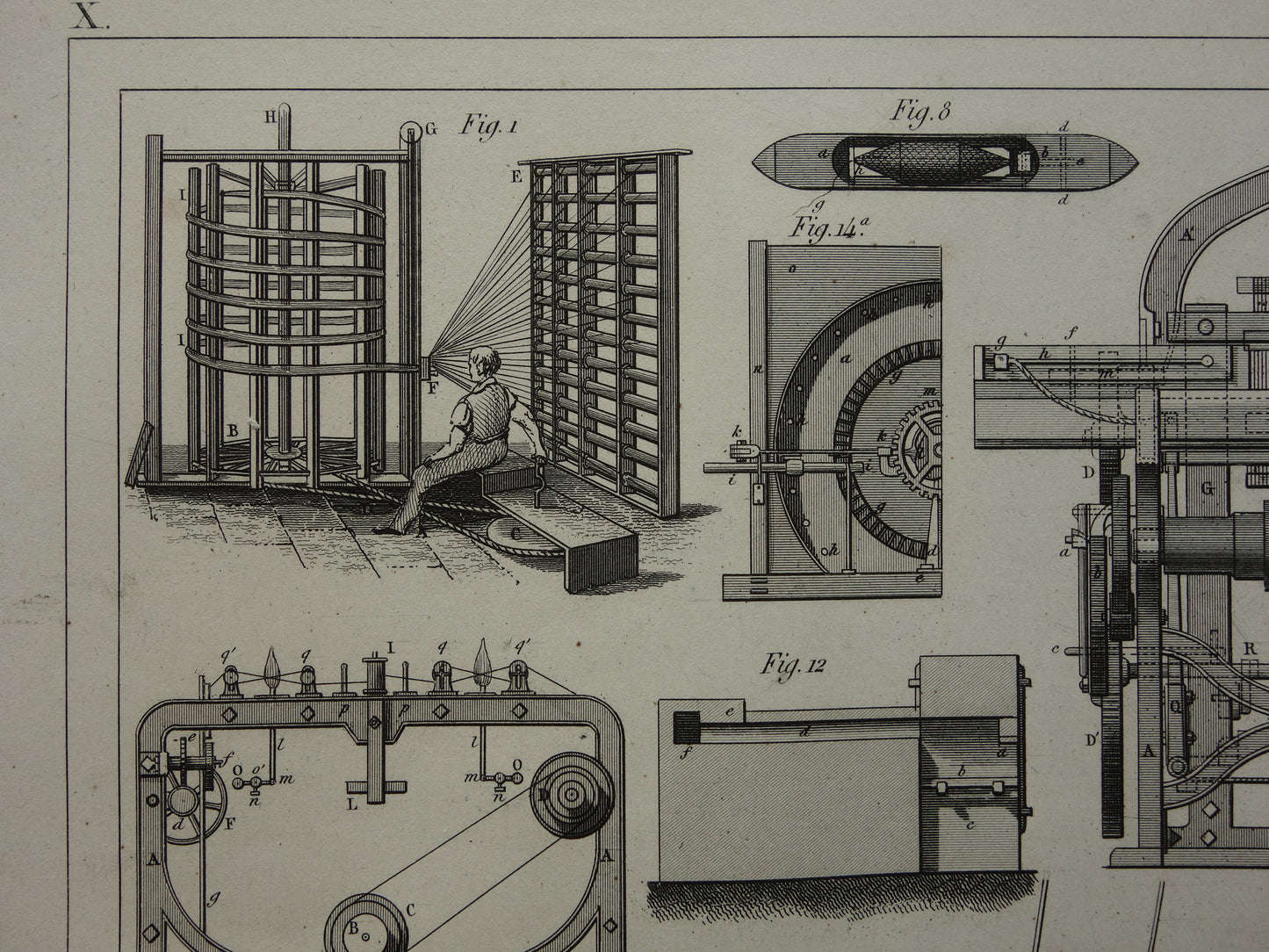 Antieke technologie prent katoen weverij weefgetouw uit 1851 originele 170+ jaar oude illustratie van katoen weven productie