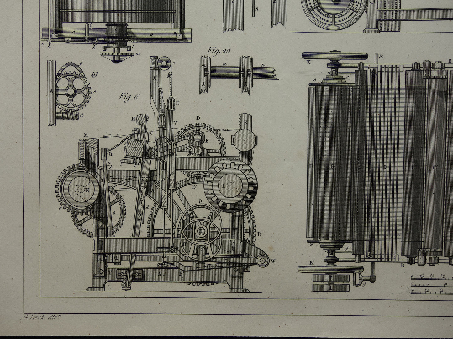 Antieke technologie prent katoen weverij weefgetouw uit 1851 originele 170+ jaar oude illustratie van katoen weven productie