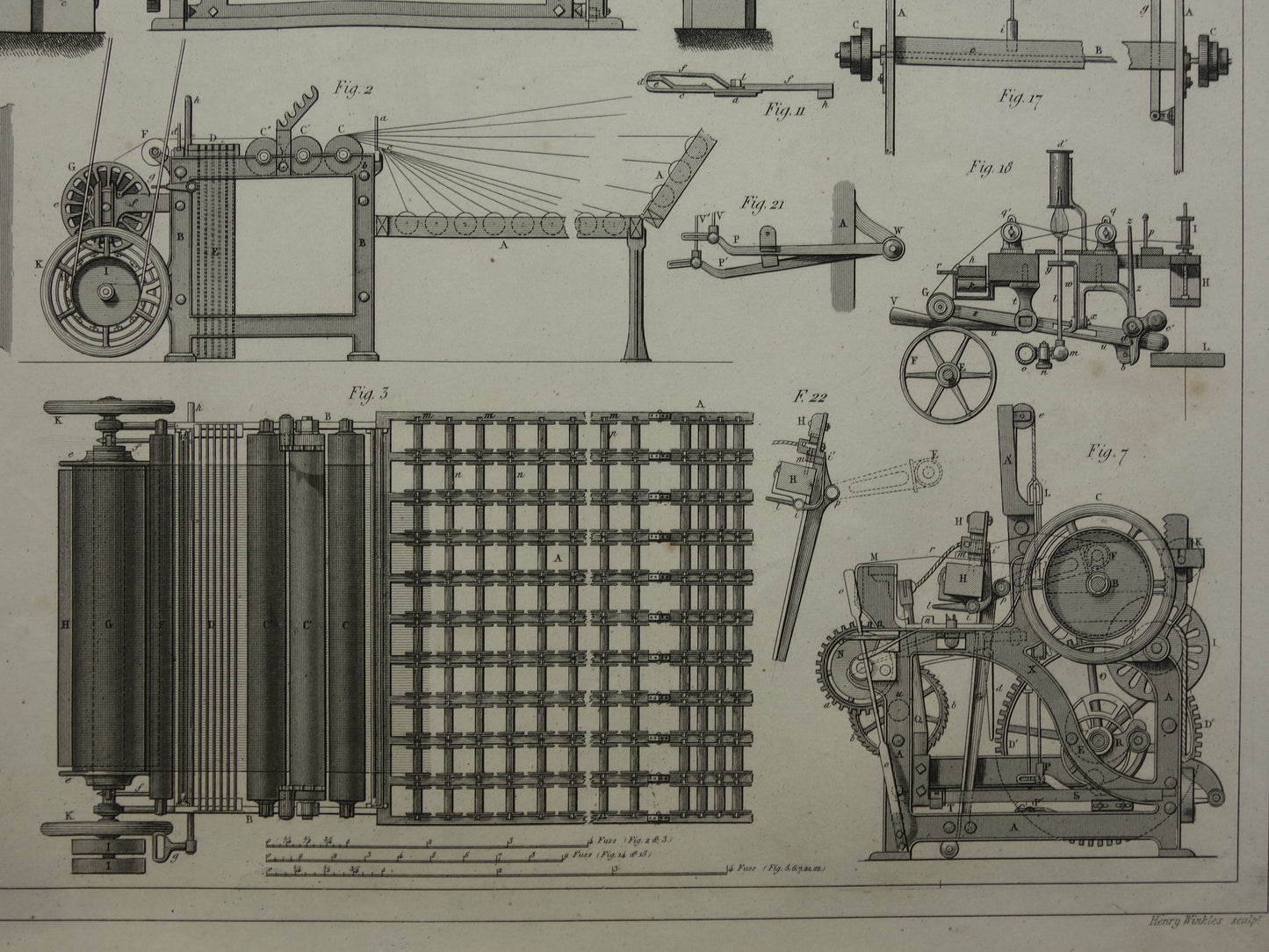 Antieke technologie prent katoen weverij weefgetouw uit 1851 originele 170+ jaar oude illustratie van katoen weven productie