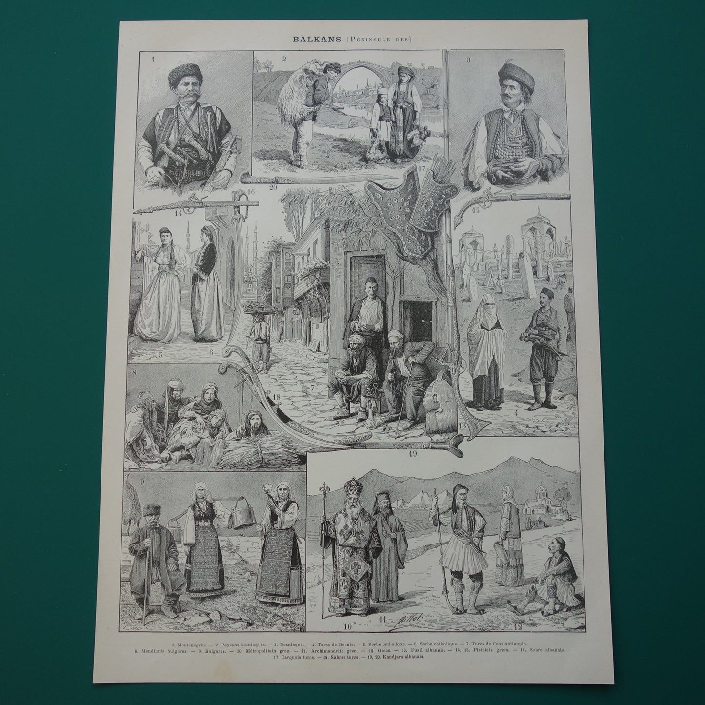 BALKAN Klederdracht Oude prent kleding Montenegro Bosnië Servië Originele antieke illustratie klederdracht Bulgarije Albanië Vintage Prints