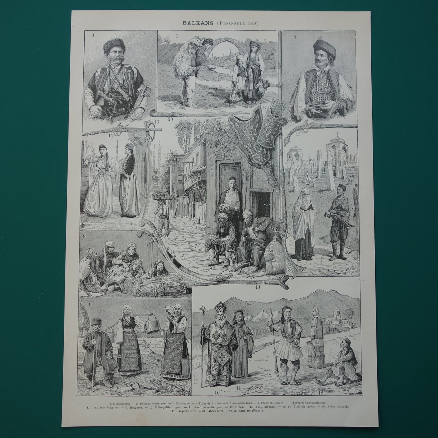 BALKAN Klederdracht Oude prent kleding Montenegro Bosnië Servië Originele antieke illustratie klederdracht Bulgarije Albanië Vintage Prints