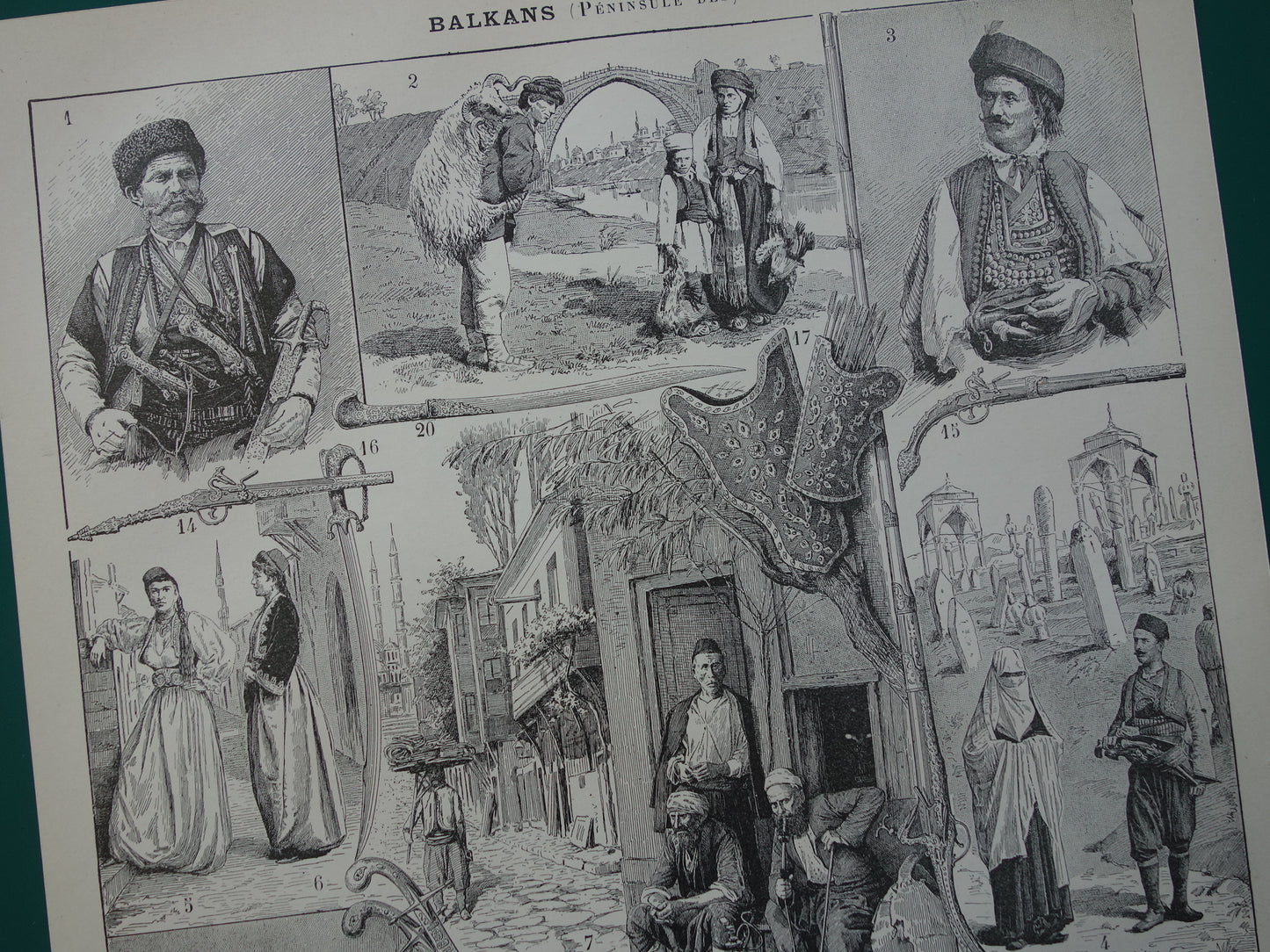 BALKAN Klederdracht Oude prent kleding Montenegro Bosnië Servië Originele antieke illustratie klederdracht Bulgarije Albanië Vintage Prints