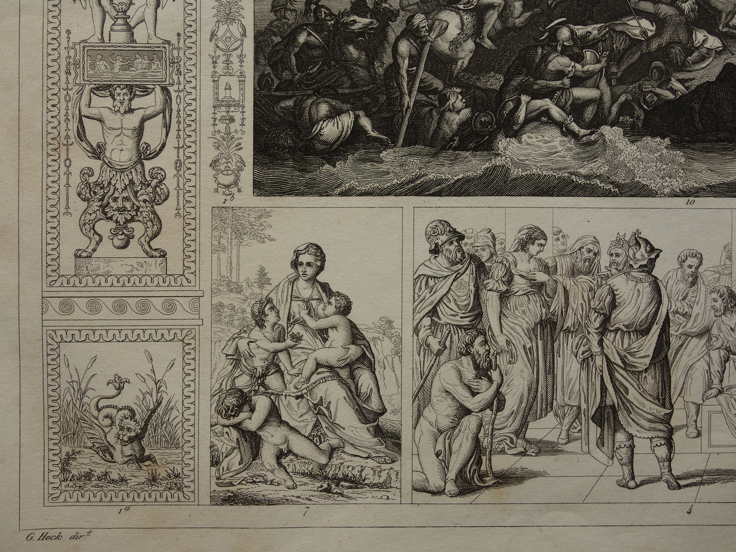 Oude prent kunstgeschiedenis schilderkunst uit renaissance Raphael Anthony van Dyck Le passage du Granique antieke illustratie
