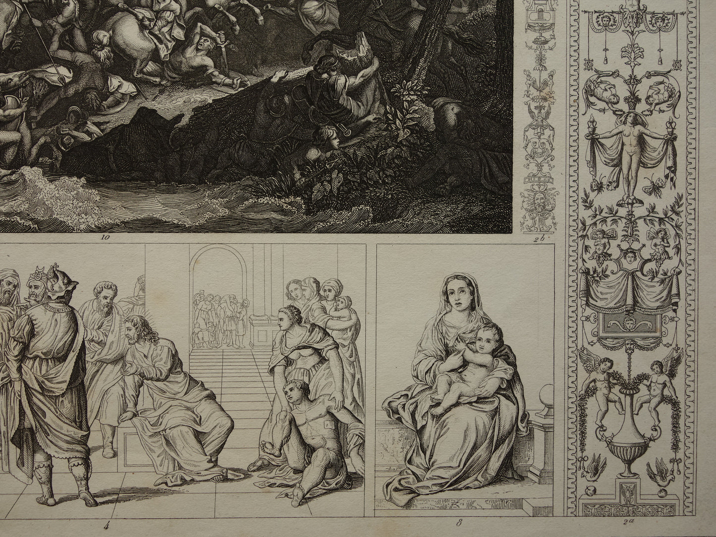 Oude prent kunstgeschiedenis schilderkunst uit renaissance Raphael Anthony van Dyck Le passage du Granique antieke illustratie