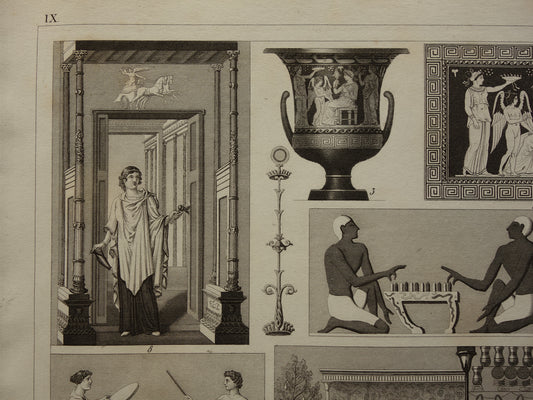 Altägyptische griechische und römische Illustrationen Über 160 Jahre alte Druckkunstgeschichtenmalerei in der klassischen Antike