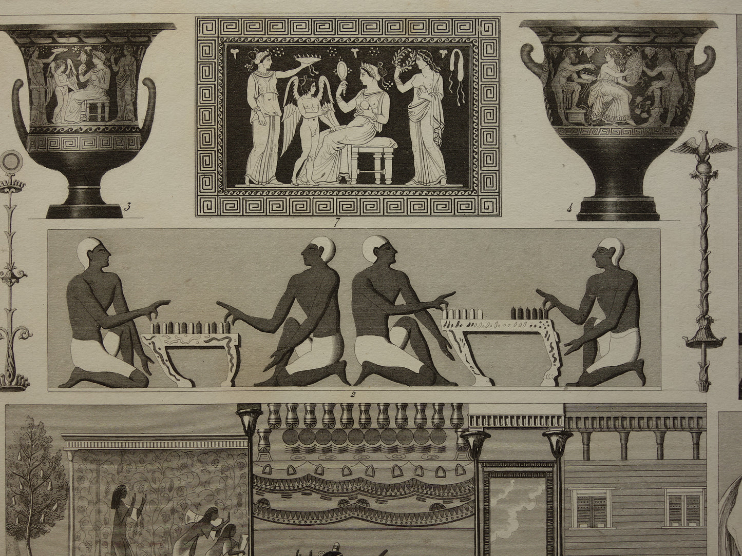 Oude Egyptische Griekse en Romeinse illustraties 160+ jaar oude prent kunstgeschiedenis schilderkunst in klassieke oudheid