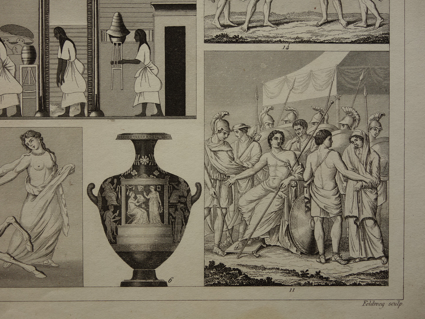 Oude Egyptische Griekse en Romeinse illustraties 160+ jaar oude prent kunstgeschiedenis schilderkunst in klassieke oudheid