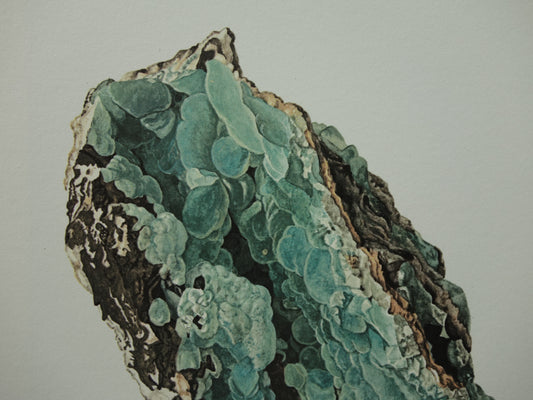 Set mit 3 antiken Mineraliendrucken – drei Vintage-Drucke Kristallmineralien Edelstein Augit Almandin Celestine Illustration