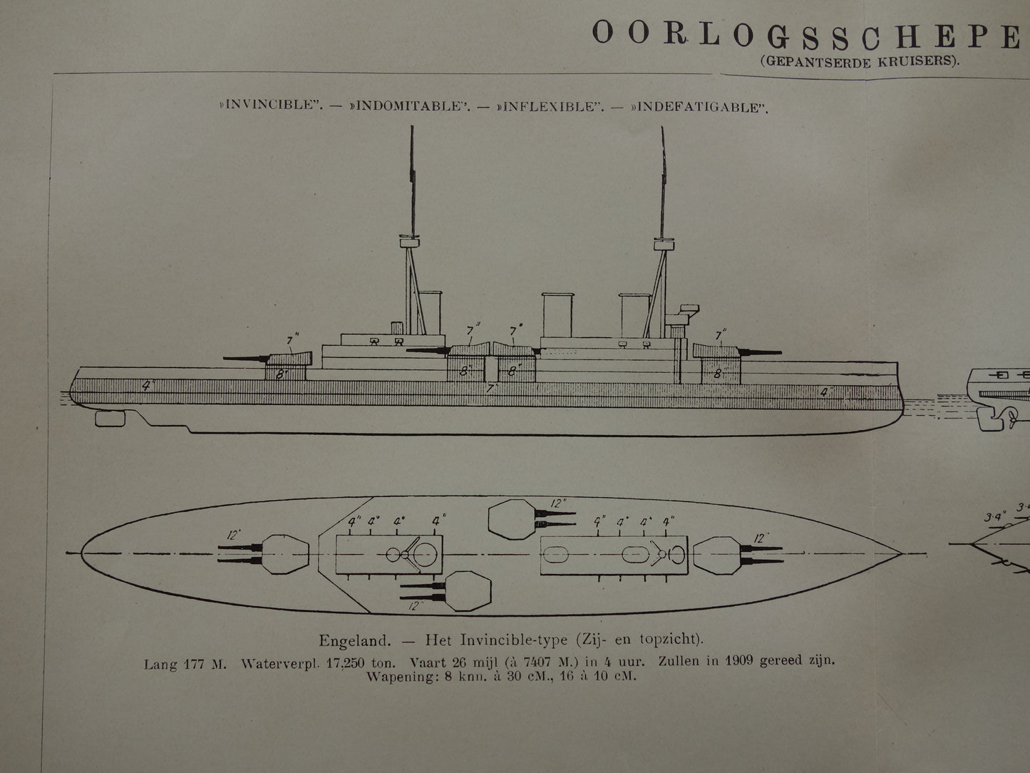 Oude prent van Oorlogsschepen uit 1910 originele antieke illustratie Mikasa Vlaggeschip Japan Dreadnought schip schepen Montana