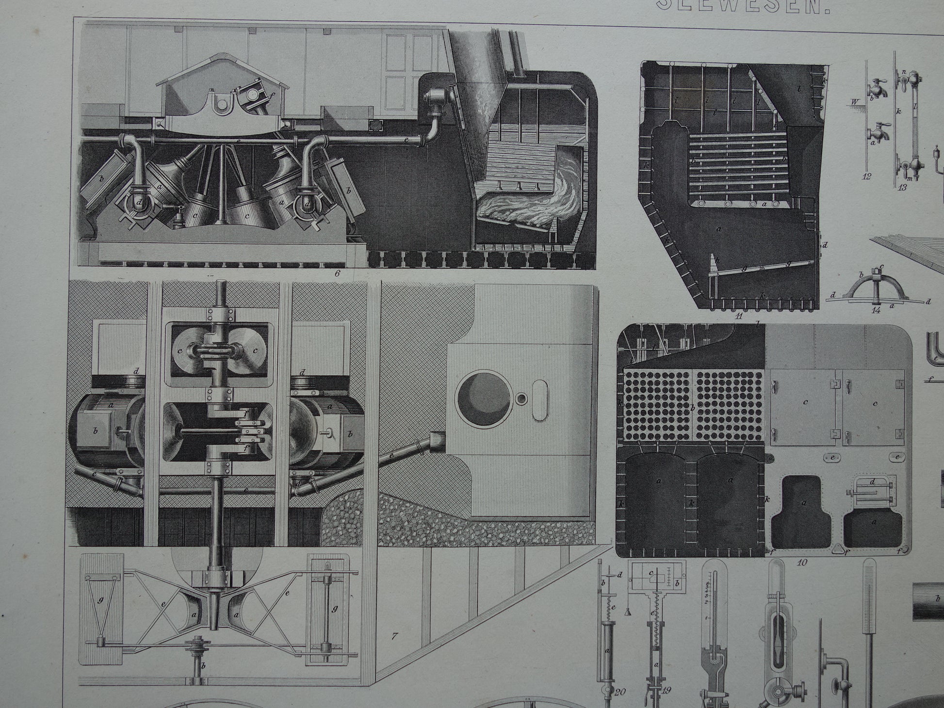 oude illustratie techniek scheepsmotor