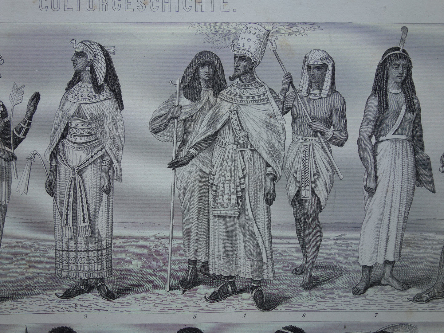 150+ jaar oude prent kleding Egyptische beschaving - antieke illustratie Egypte in de oudheid - Egyptologie geschiedenis prints