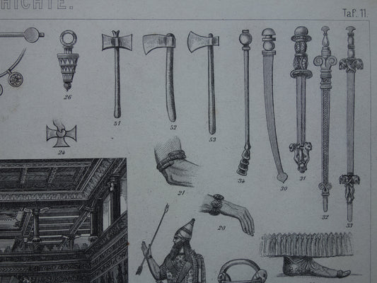 bijlen en zwaarden van Assyriers