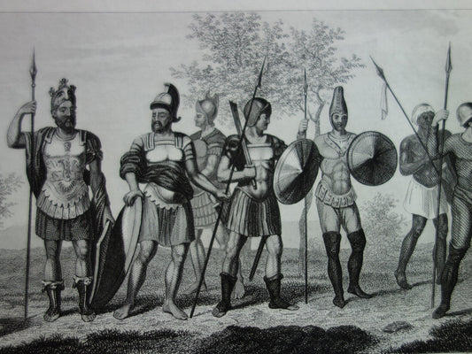 Romeinse Leger Oude Prent 1856 Originele Antieke Illustratie Infanterie Romeinen - Militaria Print