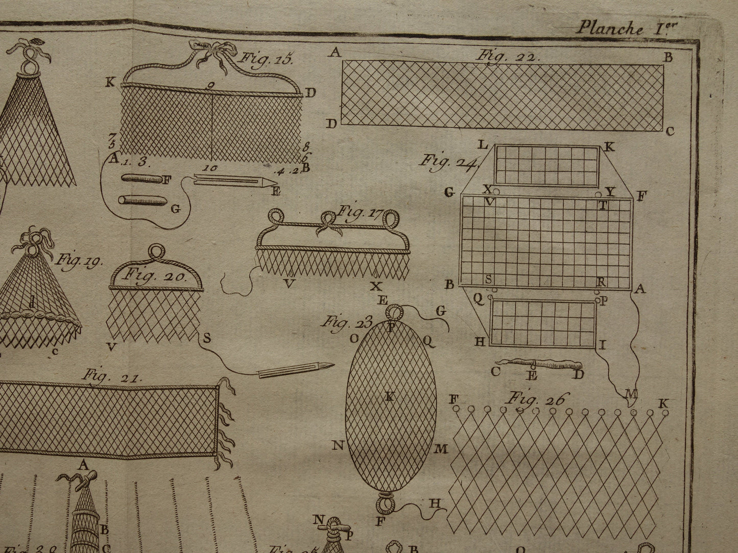 Alter Druck über das Fangen von Vögeln aus dem Jahr 1751. Wilderei-Vogelnetz. Original antiker Druckstich