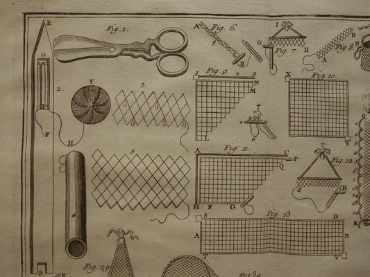 Oude prent over vangen van vogels uit 1751 stroperij vogelnet originele antieke print gravure